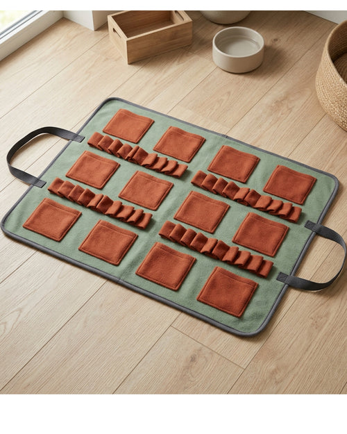 Ybdgf Fleece Treat-Pocket Activity Mat 70 x 50 cm Sage Rust - Lifestyle view